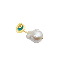 Pearl Earring Oval Turquoise