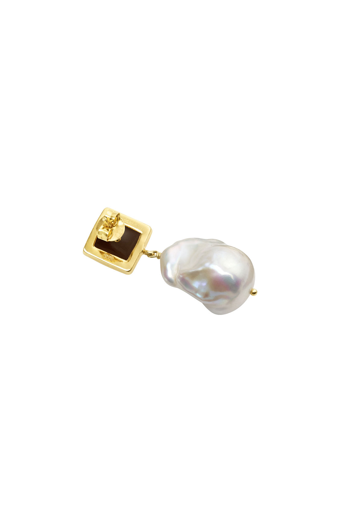 Pearl Earring Black Agate