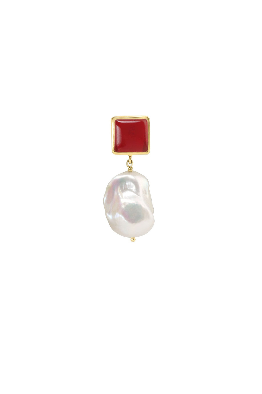 Pearl Earring Red Onyx