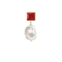 Pearl Earring Red Onyx