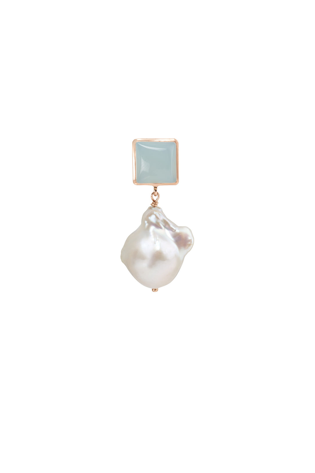 Orecchino di perla Acquamarina Oro rosa