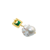 Pearl Earring Green Onyx
