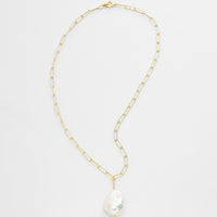 Hilda Paperclip Necklace with pearl pendant