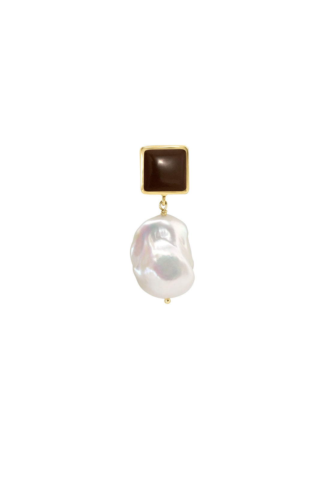 Pearl Earring Black Agate