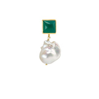Pearl Earring Green Onyx