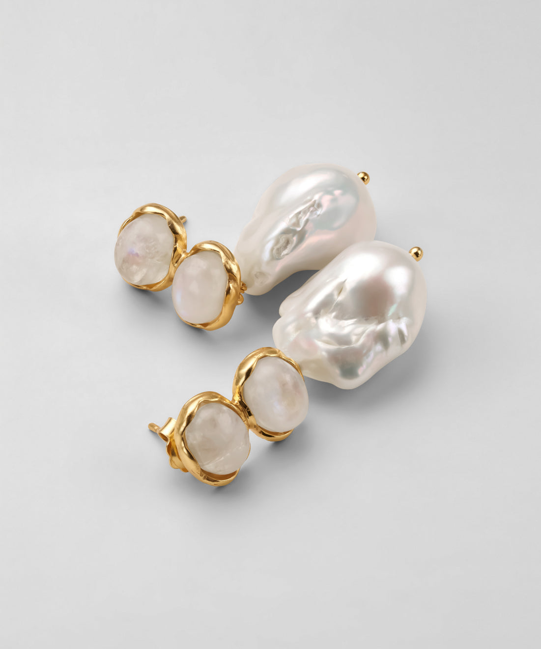 Aurora Double Gemstone Pearl Earrings
