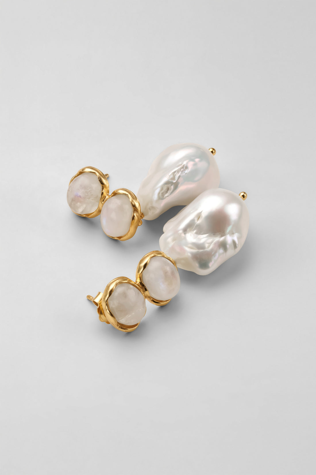 Aurora Double Gemstone Pearl Earrings