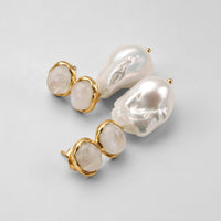 Aurora Double Gemstone Pearl Earrings