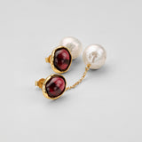 Boucles d'oreilles perles Luna Gemstone avec grenat
