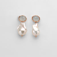 Lyra Pearl Earrings with Chalcedony