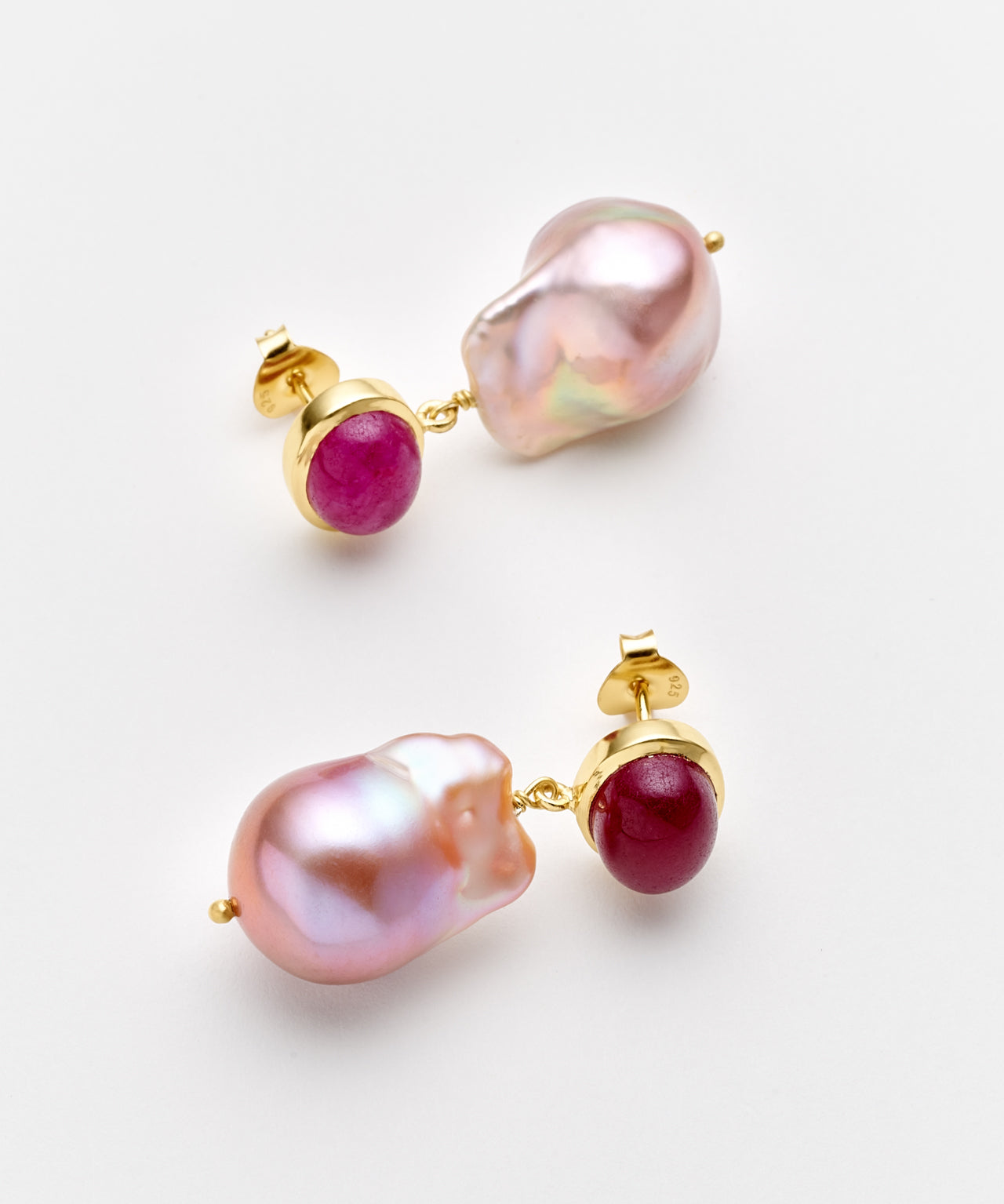 Mizia Pink Pearl Earrings with Ruby