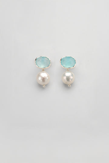 Lattea Pearl Earrings with Chalcedony