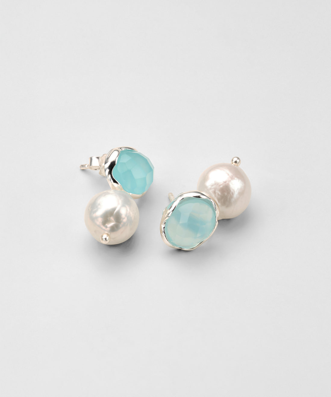 Lattea Pearl Earrings with Chalcedony