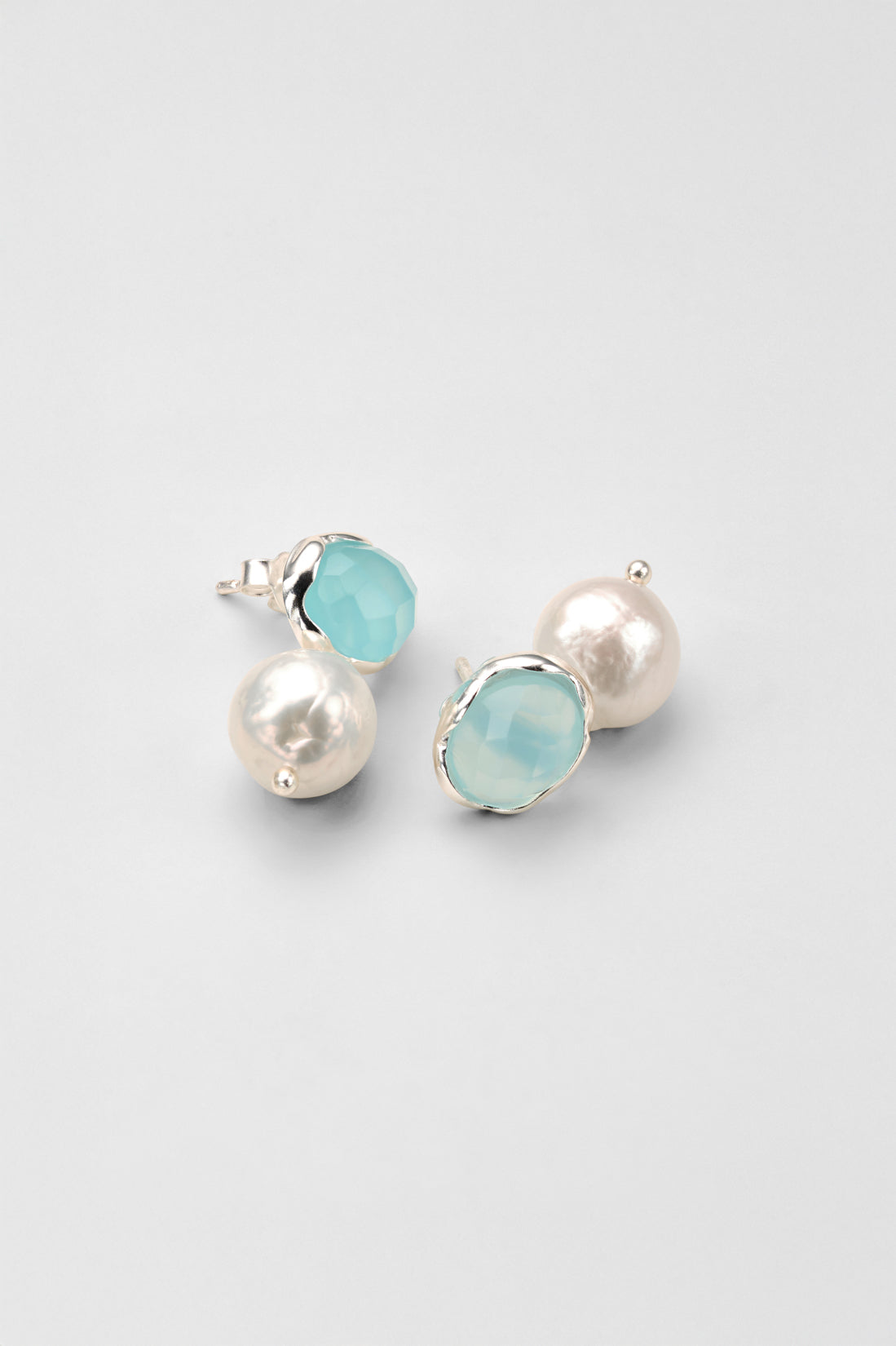 Lattea Pearl Earrings with Chalcedony