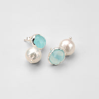 Lattea Pearl Earrings with Chalcedony