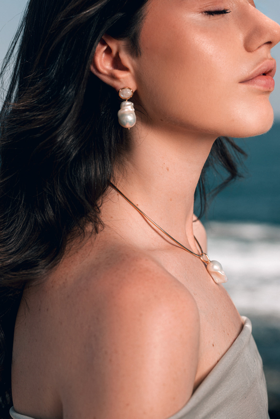 Stella Gemstone Pearl Earrings