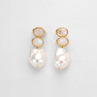 Aurora Double Gemstone Pearl Earrings