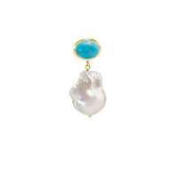 Pearl Earring Oval Turquoise