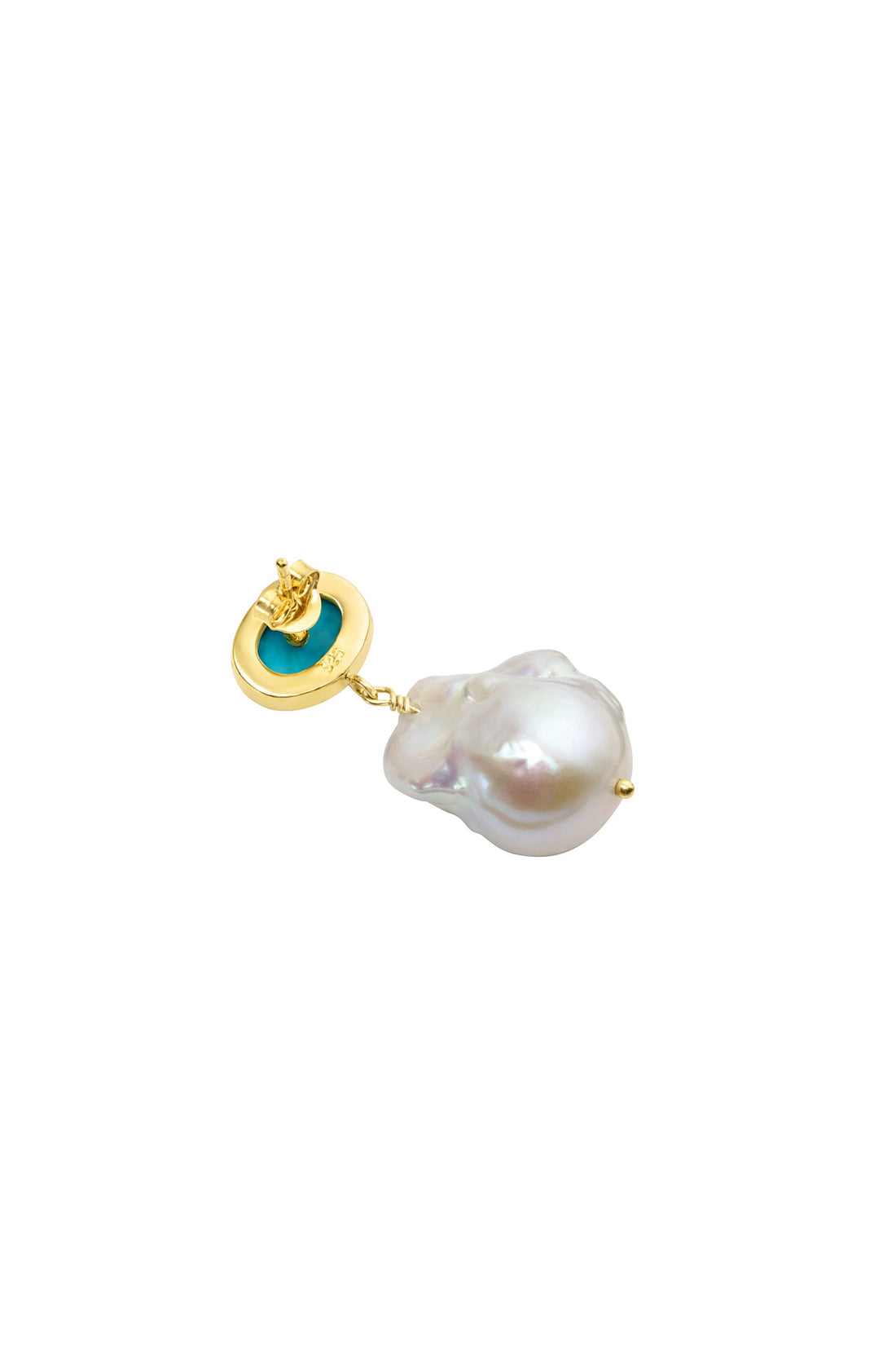 Pearl Earring Oval Turquoise