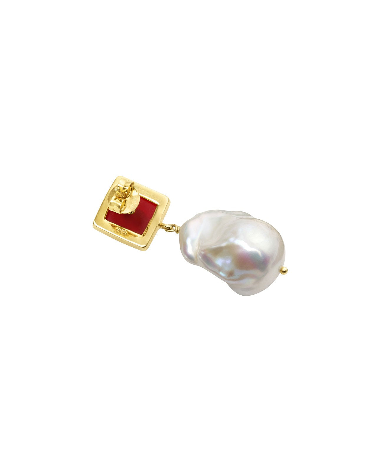 Pearl Earring Red Onyx
