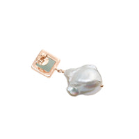 Pearl Earring Aquamarine Rose Gold