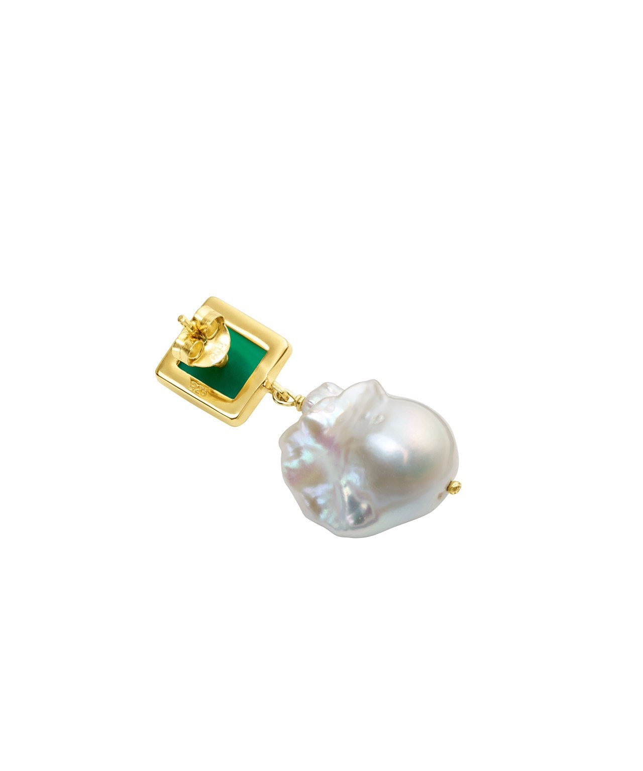 Pearl Earring Green Onyx