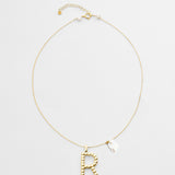 Anne initial pendant with pearl Necklace