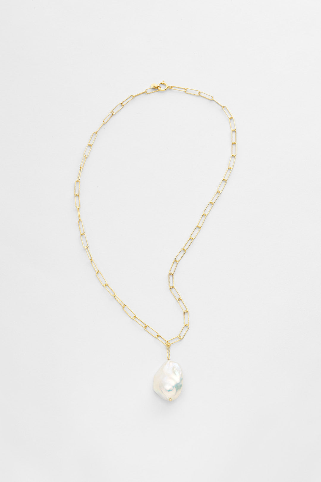 Hilda Paperclip Necklace with pearl pendant