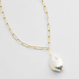 Hilda Paperclip Necklace with pearl pendant